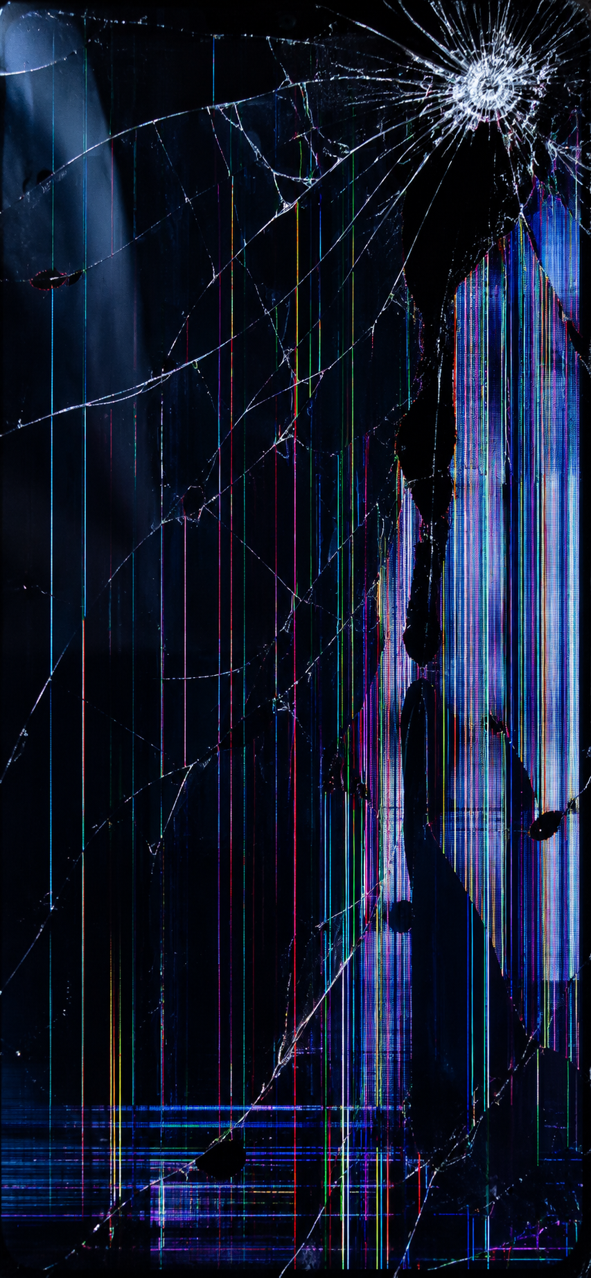 Neon Matrix Cracked Wallpaper